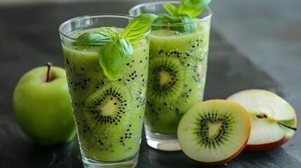 Energizing smoothie drink: Crisp and fresh, perfect for nutrition guides and cookbooks.