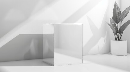 Elegant Exhibition Modern Minimalist Showcase with Natural Light and Chrome Detailing