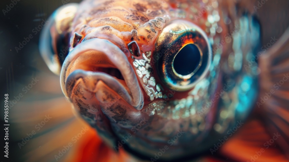 Poster a close-up of a betta fish's expressive eyes, capturing the intelligence and curiosity that make the