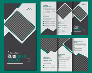 Vector modern and corporate trifold brochure layout design.