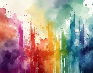 rainbow background with texture and distressed vintage grunge and watercolor paint stains in elegant