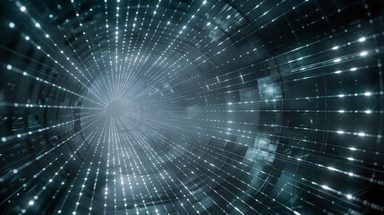 circular tunnel with streaks of light all around it.