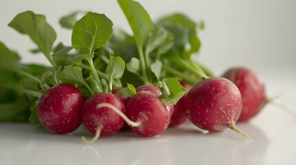 Fresh bunch of radish on white background Red radish isolated on white background, Radish on White Background With clipping path.  ai generated 