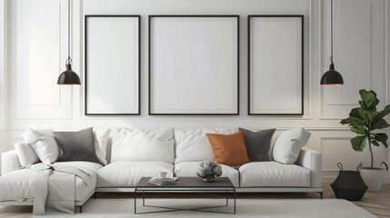 Classic White Sofa in Elegant Living Room Interior