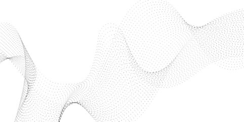 Flowing wavy dots particles wave pattern curve halftone gradient lines shape isolated on transparent background. Digital future technology concept, science, banner, template, business, music. Vector