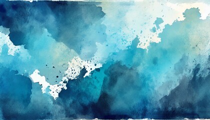 blue background with texture and distressed vintage grunge and watercolor paint stains in elegant