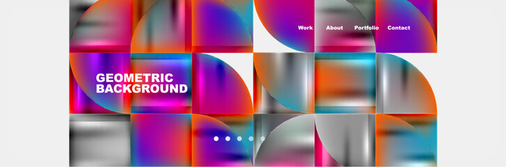 Obraz premium Round triangles and squares web site page template. Vector Illustration For Wallpaper, Banner, Background, Card, Book Illustration, landing page