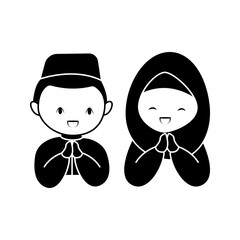 vector icon of Muslim boys and girls