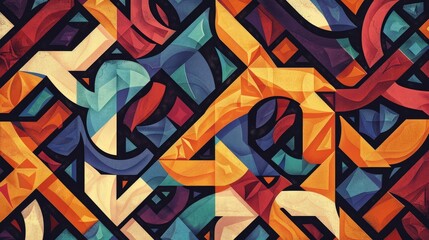 A vibrant tapestry of geometric shapes and colors