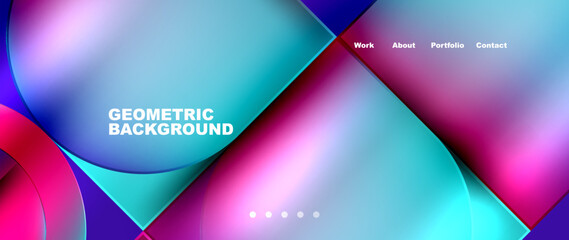 Fototapeta premium Bright colorful squares with round elements minimal geometric background. Vector Illustration For Wallpaper, Banner, Background, Card, Book Illustration, landing page