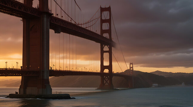 The Golden Gate Bridge at Sunset, San Francisco , CA. Genrative.ai 
