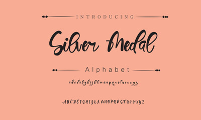Silver Medal Signature Font Calligraphy Logotype Script Brush Font Type Font lettering handwritten