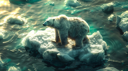 polar bear stranded on a small iceberg02