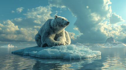 polar bear stranded on a small iceberg