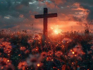 Dusk's Radiance: The Cross Against a Luminous Sky