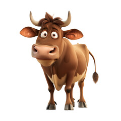 Cute cow cartoon on white background. AI Generative