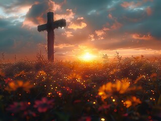 Golden Twilight: The Cross Against a Radiant Sky