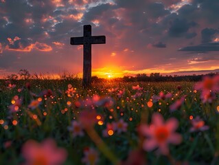 Dusk's Radiance: The Cross Against a Luminous Sky