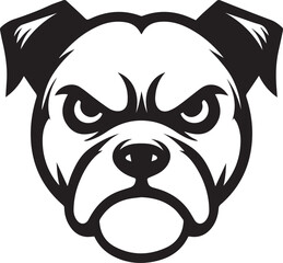 bulldog face - isolated outlined vector illustration