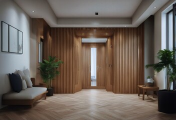 enter door furniture modern hallway design illustration Wooden 3D