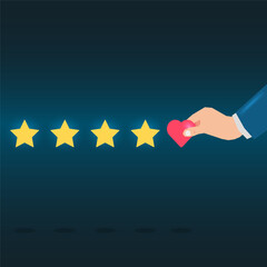Customer satisfaction puts the heart in stars vector illustration
