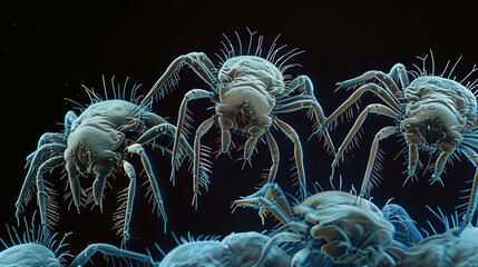 Dust Mites are magnified to reveal their microscopic details. - obrazy, fototapety, plakaty