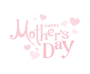 Happy Mother's Day card with clouds and hearts. Vector illustration.