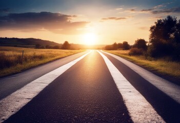 'countryside sunset road message asphalt line finish floor end race caption travel sunlight track dream success roadway nobody sun transport trip'