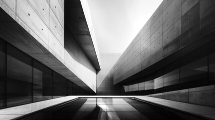 modern architecture, sharp angles, monochrome, dramatic shadows , high resolution