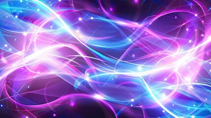 Fototapeta premium Abstract holographic background with shining curves of neon pink and electric blue