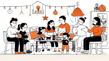 Diverse Family Celebrating Holidays Together with Festive and Activities