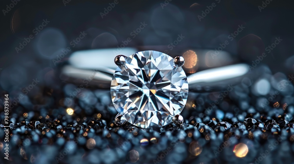 Poster macro photograph of diamond engagement ring