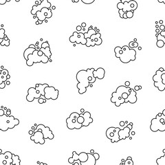 Foam made of soap or clouds. Seamless pattern. Coloring Page. Bubbles of different shapes. Hand drawn style. Vector drawing. Design ornaments.