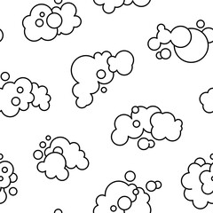 Foam made of soap or clouds. Seamless pattern. Coloring Page. Bubbles of different shapes. Hand drawn style. Vector drawing. Design ornaments.
