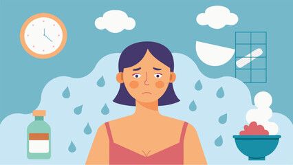 Obraz premium The decrease in estrogen levels during menopause leading to dry skin relieved by the hydrating steam of the sauna..