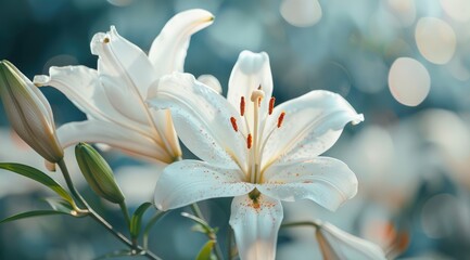 Lily flowers in garden.