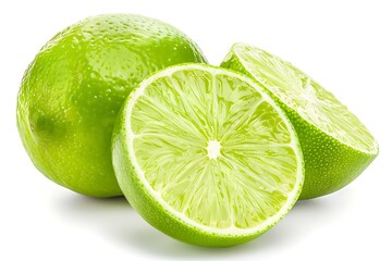 Lime fruit isolated on a white background. - obrazy, fototapety, plakaty