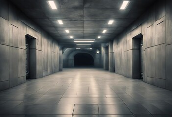 Reflections Fi Elegant Tiled Empty Hall Futuristic Tunnel Background Gallery Modern Abstract...