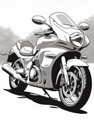 Coloring page design motorcycle isolated on a white background black and white