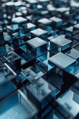 Blue and grey glossy squares abstract tech motion design