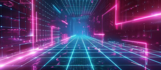 Obraz premium 3D background of colorful neon lights emitting light