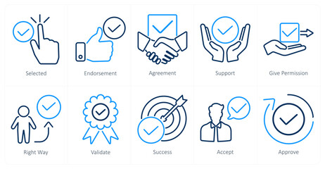 A set of 10 checkmark icons as selected, endorsement, agreement