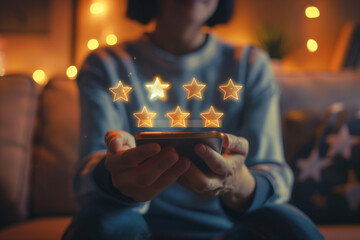 Five-Star Rating Concept with Smartphone