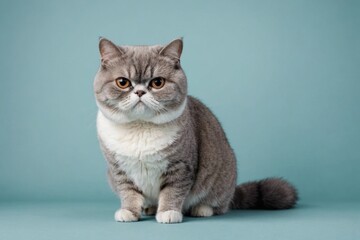 Portrait of Exotic Shorthair cat looking at camera. Studio shot.