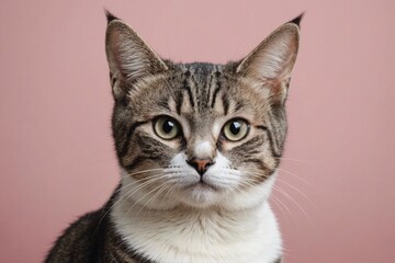 Portrait of Javanese cat looking at camera, copy space. Studio shot.