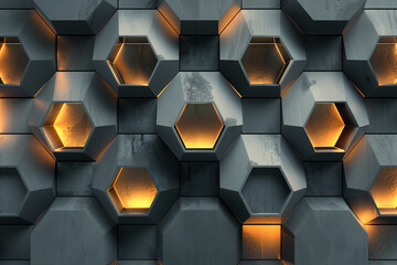 Geometric Honeycomb Wall with Ambient Lighting