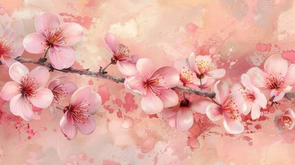 Celebrate the beauty of spring with delicate pink cherry blossoms blooming against a backdrop of soft pink creating the perfect setting for a heartfelt Mother s Day message
