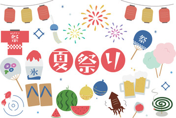 夏祭りモチーフイラストセット