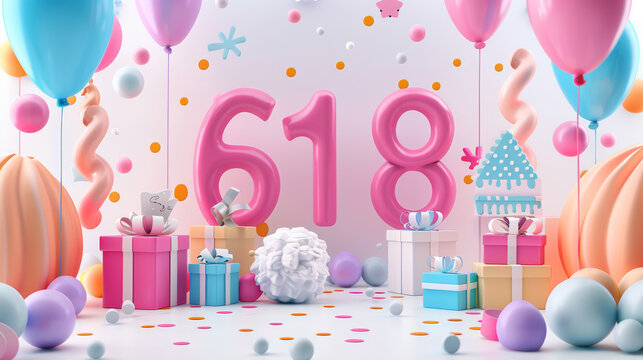 618 illustration background for 6 june 18 for China shopping festival