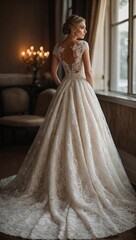 Fototapeta premium Lace Elegance: Classic Bridal Gown